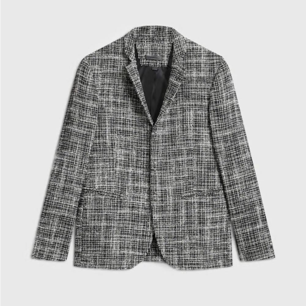 John Varvatos Textured Black and White Blazer